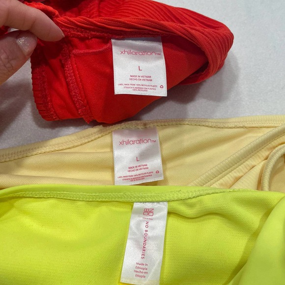 3-Xhilaration No Boundaries Women's Swimsuit Bikini Top Bottom Sz LRed/ Yellow - Picture 2 of 8